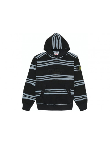Supreme Stone Island Warp Stripe Hooded Sweatshirt Black